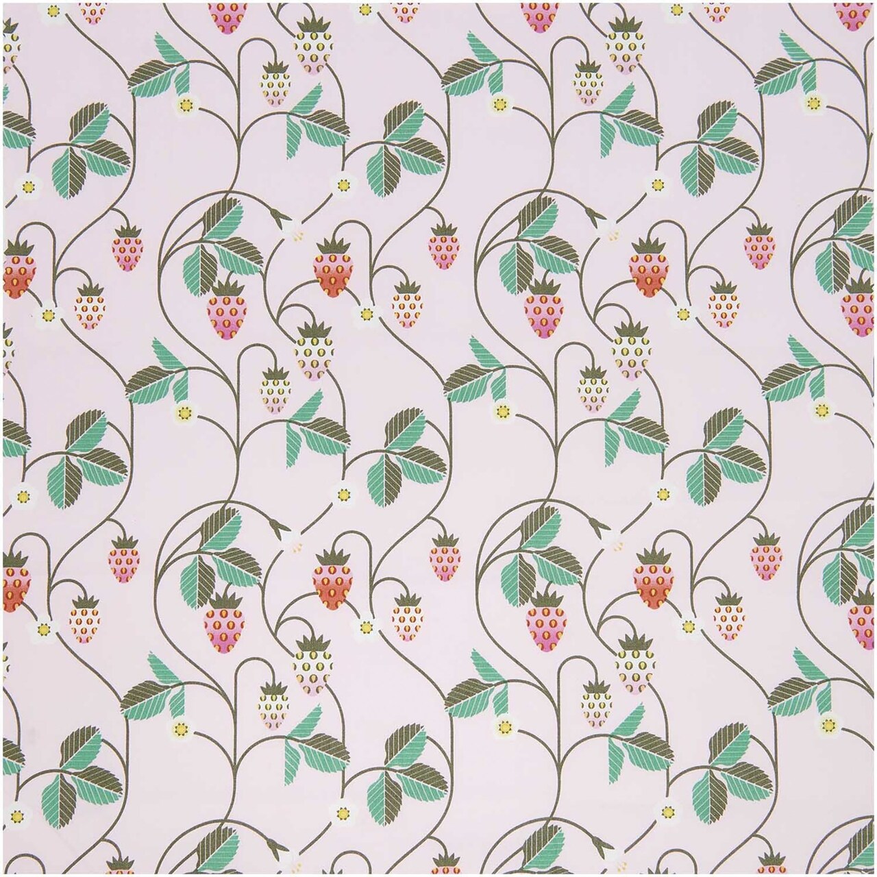 Rico Design Cotton Poplin Fabric - Pink Strawberries, 50 cm x 140 cm